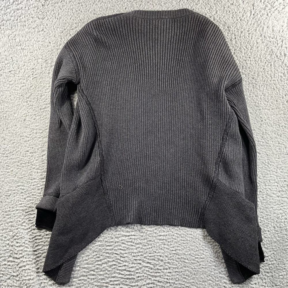 Lululemon Sit In Peace Cardigan Heathered Charcoal Grey Ribbed Open Front 6 - Picture 3 of 6